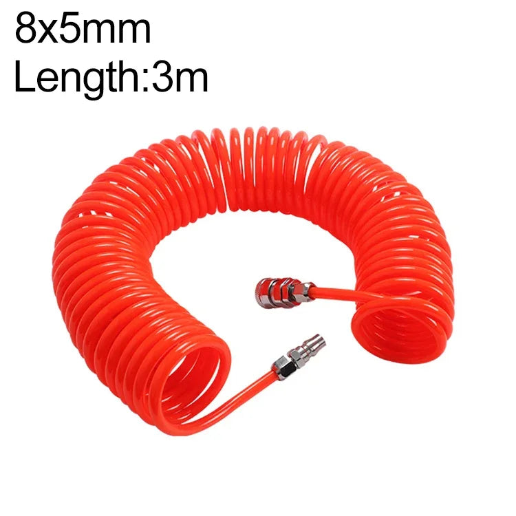 LAIZE Compressor Air Flexible PU Spring Tube with Connector, 8x5mm, 3m, with Connector, 8x5mm, 6m, with Connector, 8x5mm, 9m, with Connector, 8x5mm, 12m, with Connector, 8x5mm, 15m, with Connector, 10x6.5mm, 6m, with Connector