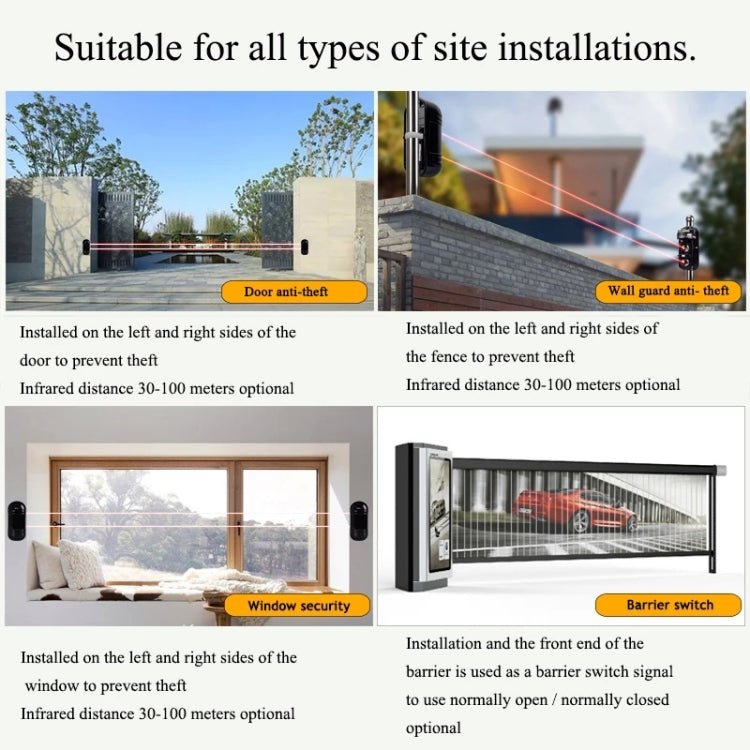 100m Alarm Dual Beam Photoelectric Infrared Detector ABT - 100 - Trustpick