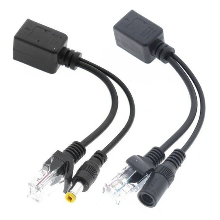 2 in 1 RJ45 POE Injector and Splitter Cable Set with 2.1x 5.5mm Female & Male DC Jack - Trustpick