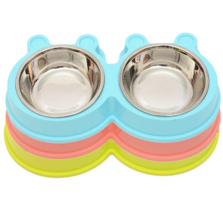 2 in 1 Stainless Steel Bowls, Anti - slippery Mat Cartoon Shape Detachable Pets Bowls, Random Color Delivery - Trustpick