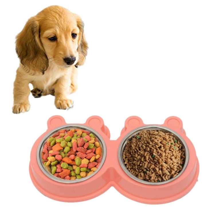 2 in 1 Stainless Steel Bowls, Anti - slippery Mat Cartoon Shape Detachable Pets Bowls, Random Color Delivery - Trustpick