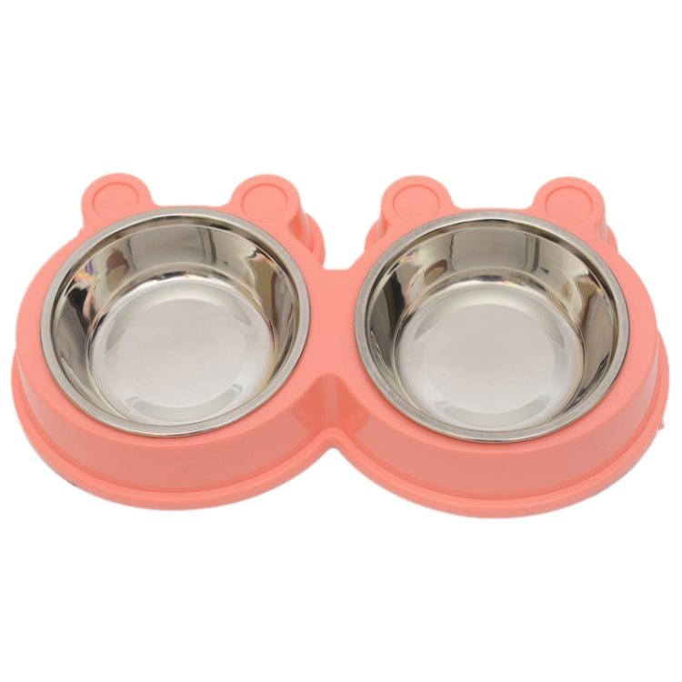 2 in 1 Stainless Steel Bowls, Anti - slippery Mat Cartoon Shape Detachable Pets Bowls, Random Color Delivery - Trustpick