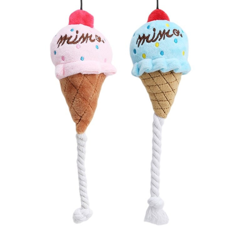 2 PCS Dog Plush Squeak Toy Pet Cat Chew Ice Cream Play Toys - Trustpick