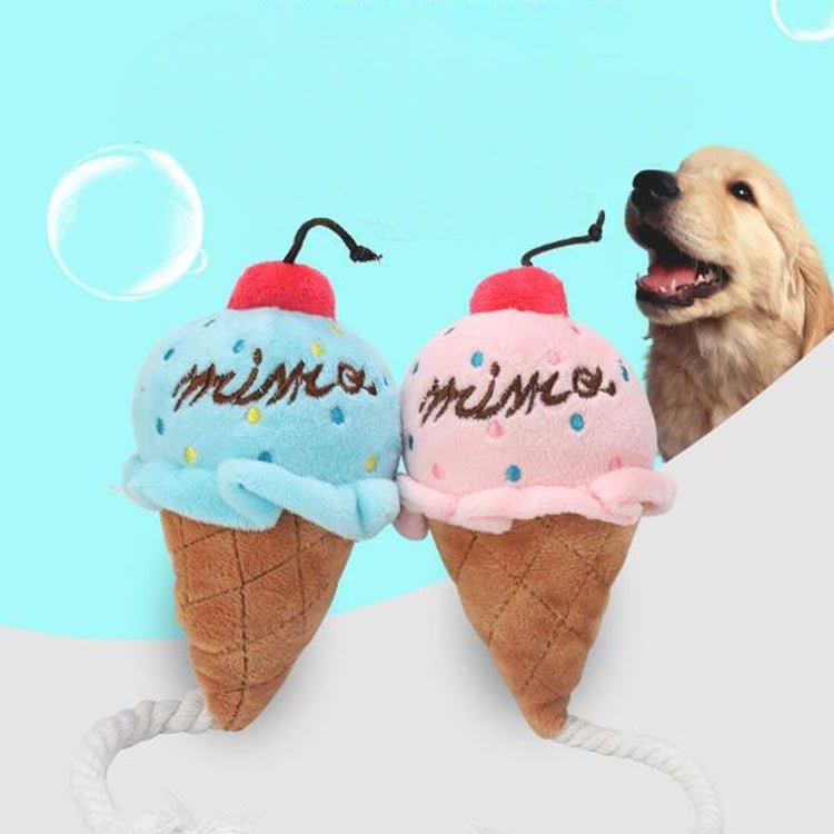 2 PCS Dog Plush Squeak Toy Pet Cat Chew Ice Cream Play Toys - Trustpick