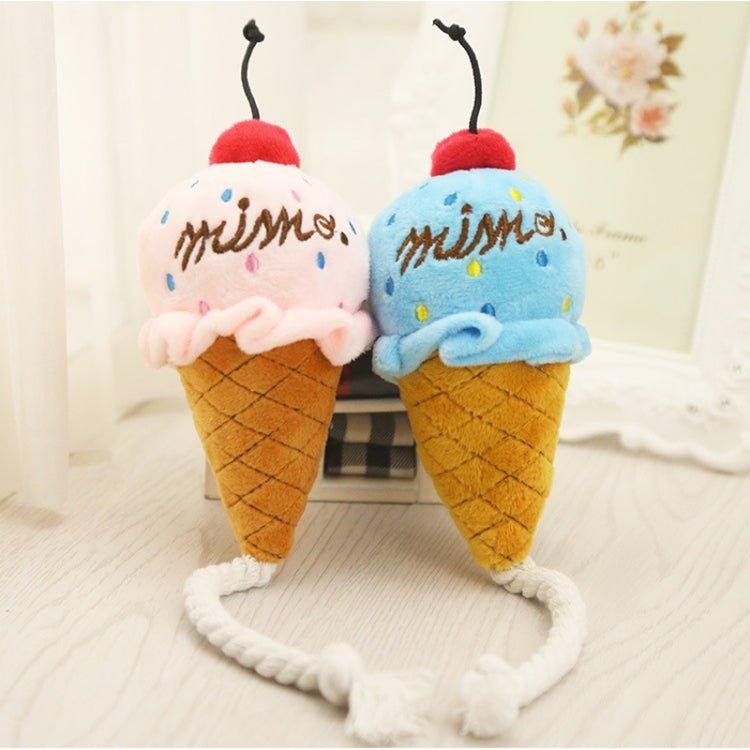 2 PCS Dog Plush Squeak Toy Pet Cat Chew Ice Cream Play Toys - Trustpick