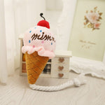 2 PCS Dog Plush Squeak Toy Pet Cat Chew Ice Cream Play Toys - Trustpick