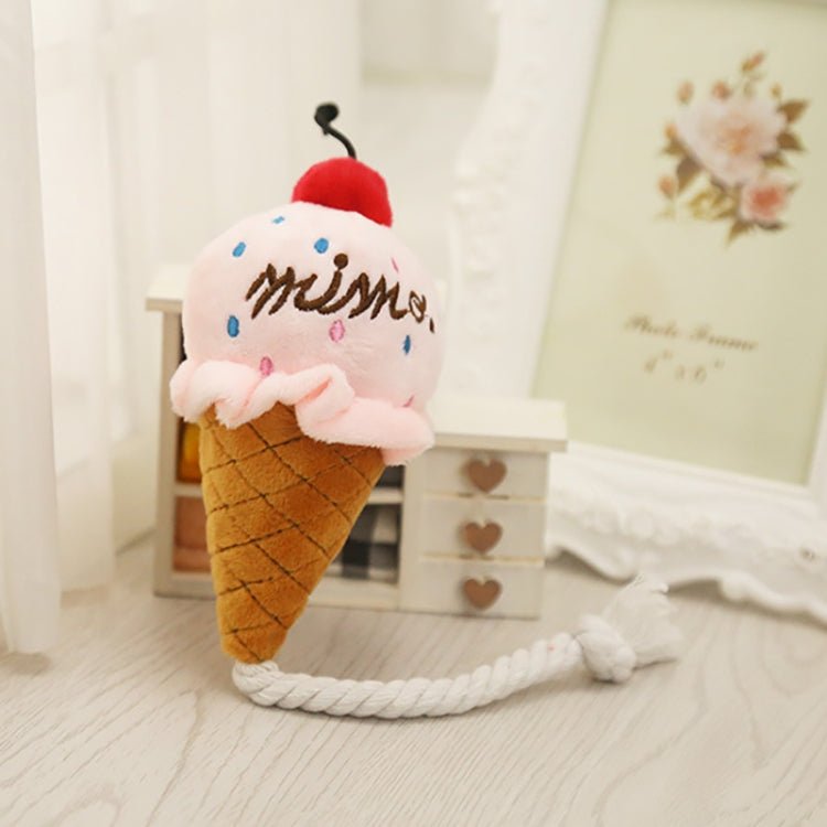 2 PCS Dog Plush Squeak Toy Pet Cat Chew Ice Cream Play Toys - Trustpick