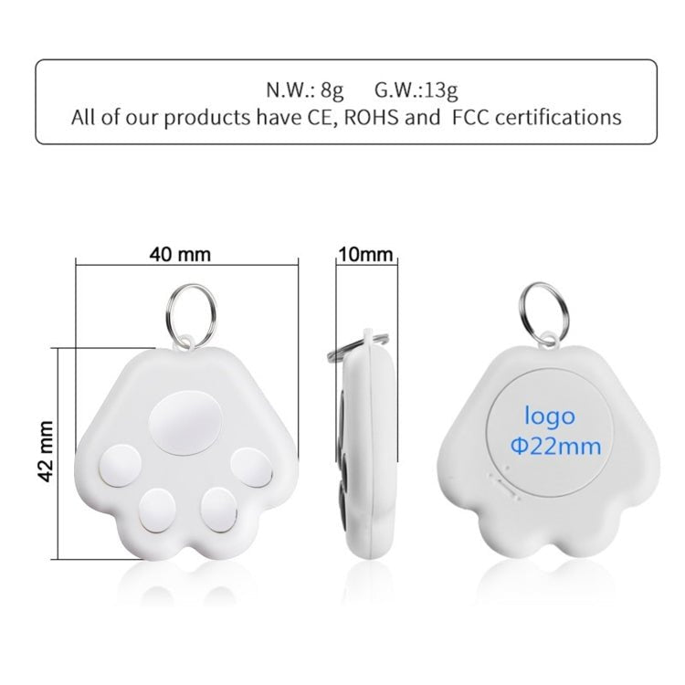2 PCS HYC - 09 Dog Paw Bluetooth Anti - Lost Device Pet Tracking Locator Keychain Smart Search Two - Way Alarm - Trustpick
