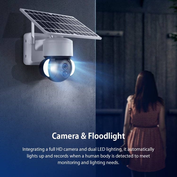 2.4G Wifi Solar Battery Powered? Floodlight PTZ? Camera with PIR Human Detection - Trustpick