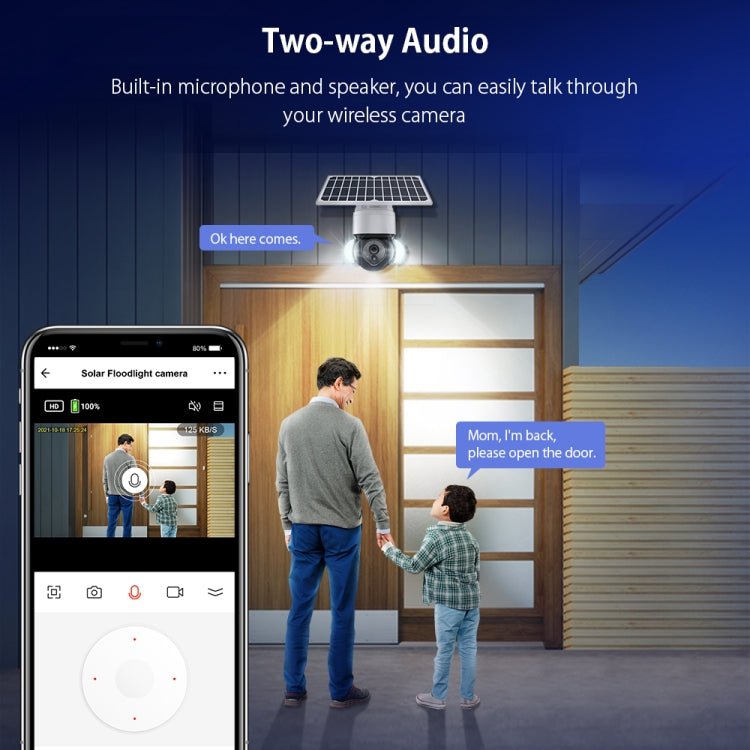 2.4G Wifi Solar Battery Powered? Floodlight PTZ? Camera with PIR Human Detection - Trustpick