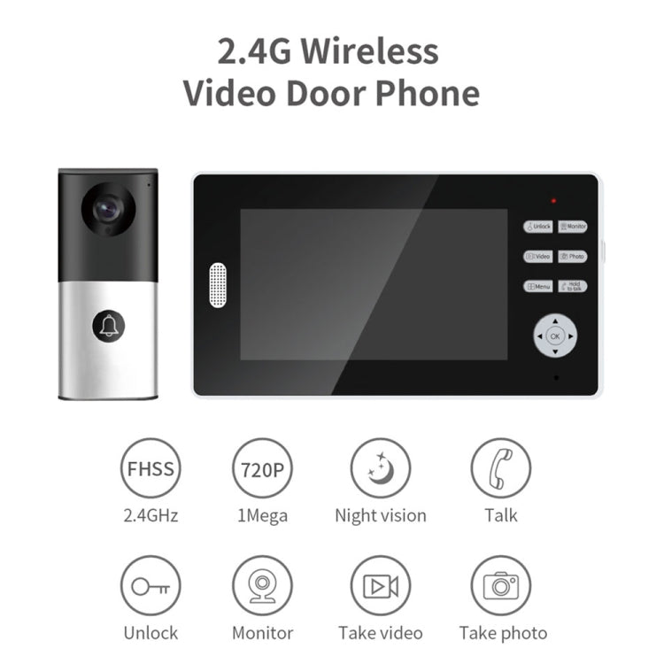 2.4G Wireless Video Doorbell 720P Support Night Vision & Talk & Monitor - Trustpick