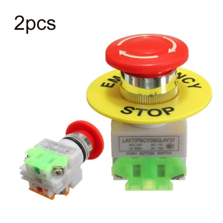 2pcs LAY37 - 11ZS Elevator Emergency Stop Mushroom Head Button - Trustpick