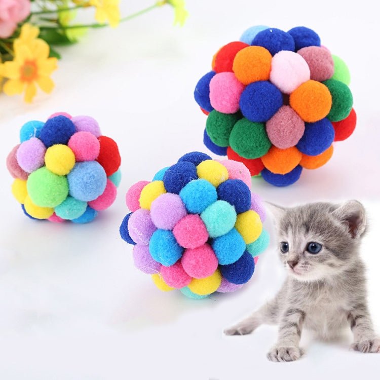 3 PCS Colorful Handmade Bells Cat Bouncy Ball Pet Toy - Trustpick