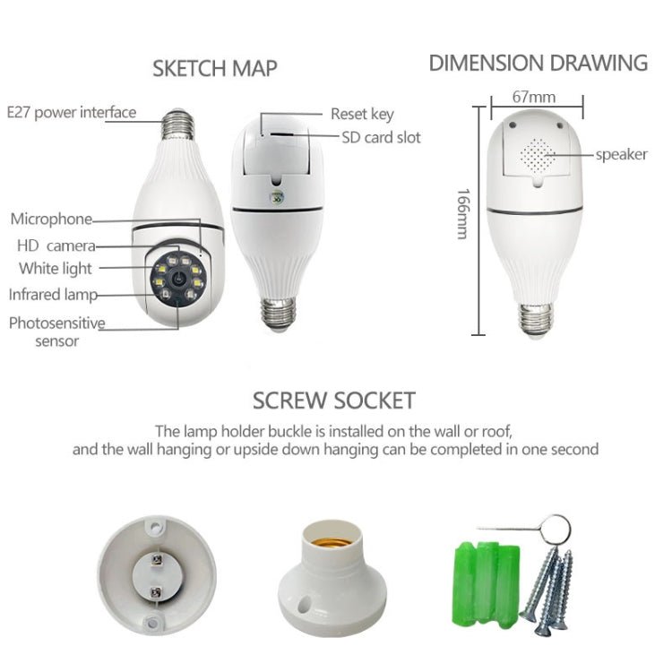360 Degree 3MP HD Smart WiFi Bulb Camera - Trustpick