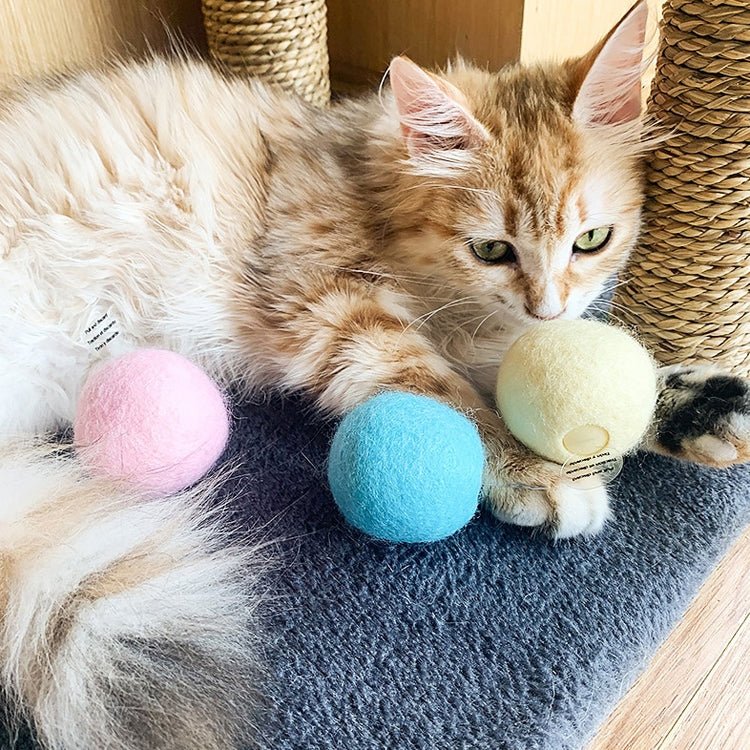 3pcs Funny Cat Toy Ball Simulation Animal Vocal Ball - Trustpick