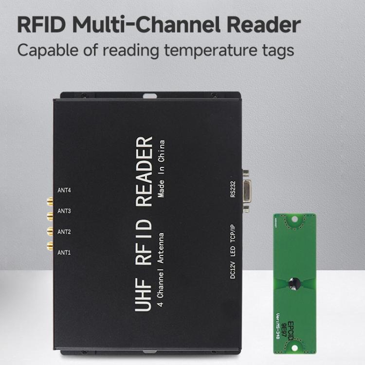 4 - Channel UHF RFID Reader Writer with Antenna, MODBUS Passive Temperature Sensor Reader for Electric Power Monitoring - Trustpick