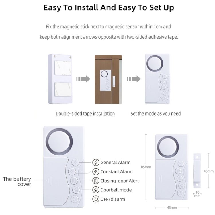 4 in 1 Door Magnet Refrigerator Delayed Door Closing Bell Anti - theft Alarm (3V) - Trustpick