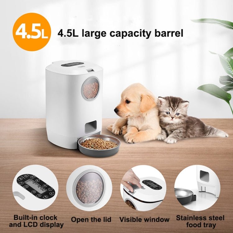 4.5L Smart Pet Cat Dog Bowl Food Automatic Dispenser Feeder With Timer Auto Electronic Feeder With Metal Food Tray - Trustpick