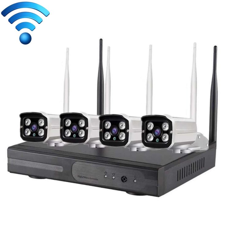 4CH HD 720P 1.0 Mega Pixel 2.4GHz WiFi IP Bullet Camera + NVR Kit - Trustpick