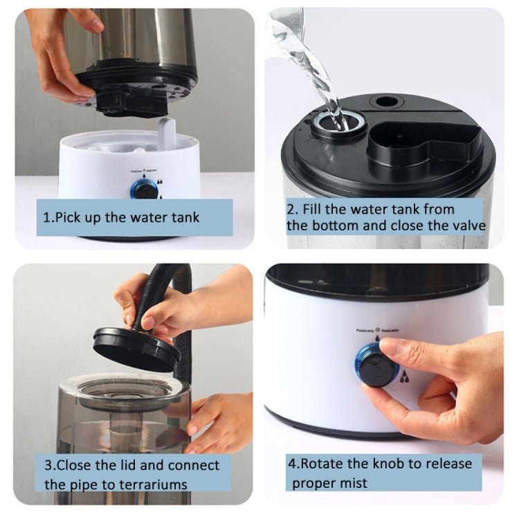 4L Reptile Humidifier Fogger Cool Mist Fog Mister with Tube for Tortoise Habita - Trustpick