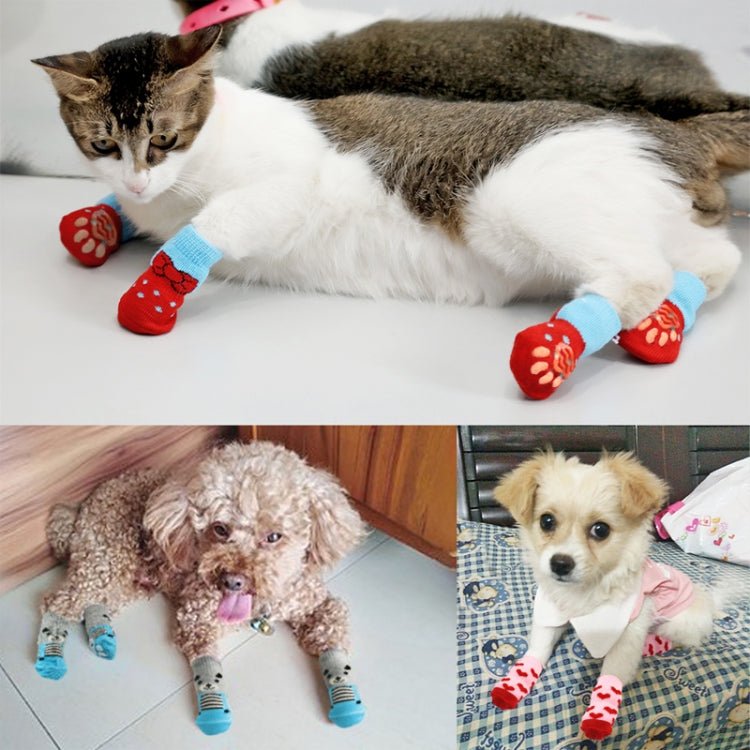 4pcs /Set Pet Dog Puppy Cat Shoes Slippers Non - Slip Socks Pet Cute Indoor for Small Dogs Cats Snow Boots Socks - Trustpick