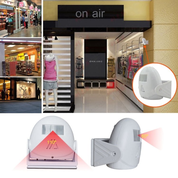 5301 Wireless Infrared Motion Sensor Welcome Alarm Intelligent Greeting Warning Doorbell, IR Distance: 10m - Trustpick