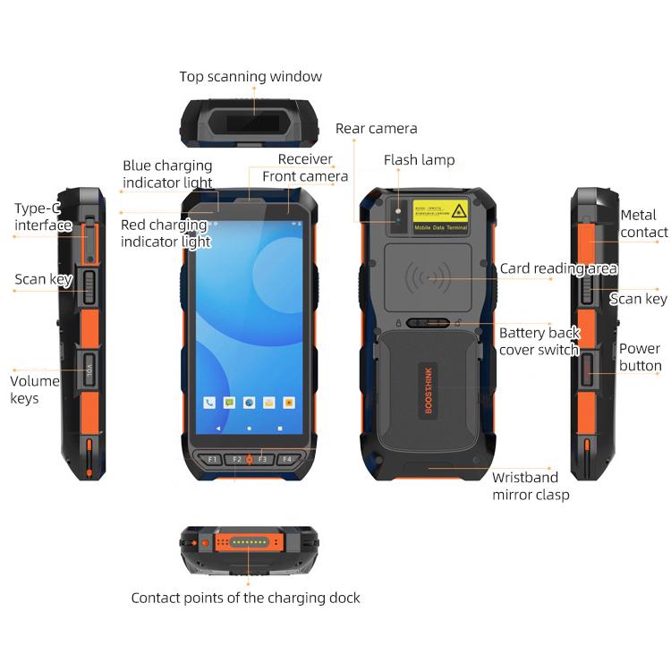 5.5 inch Android 10 IP65 RFID Handheld Industrial Data Terminal Barcode Scanner, Style: NFC UHF + 2D Head - Trustpick