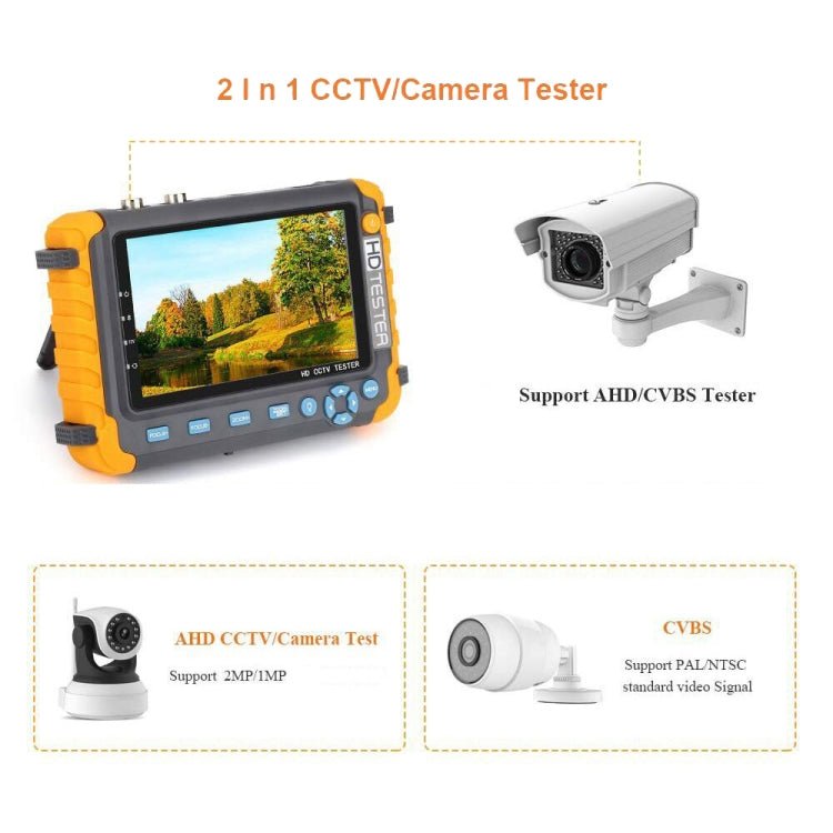5800ACT - VH 5 Inch Large Screen Engineering Treasure Coaxial AHD / TVI / CVI 8MP Analog Video Surveillance Tester, US Plug - Trustpick