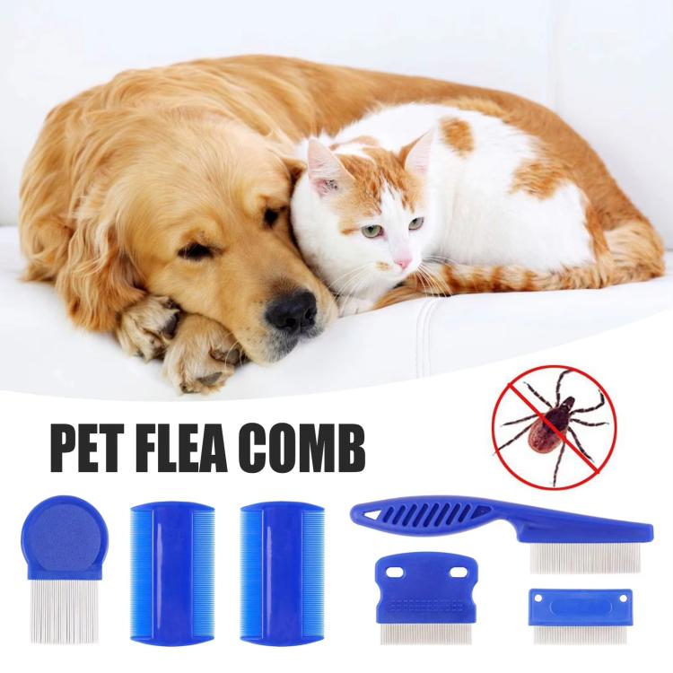 6pcs /Set Pet Flea Comb Stainless Steel Pin Dense Tooth Cat Dog Comb - Trustpick