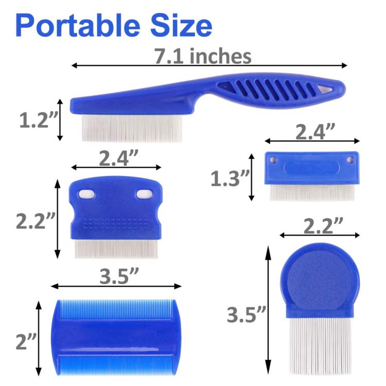 6pcs /Set Pet Flea Comb Stainless Steel Pin Dense Tooth Cat Dog Comb - Trustpick