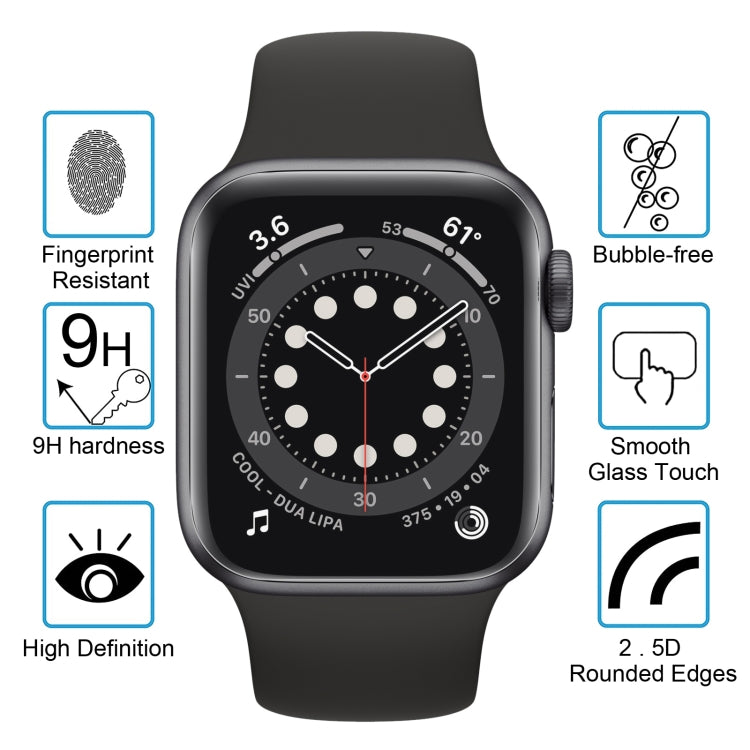 9H 2.5D Tempered Glass Film For Apple Watch Series 6 / 5 / 4 / Watch SE 44mm, For Apple Watch Series 6 / 5 / 4 / Watch SE 44mm