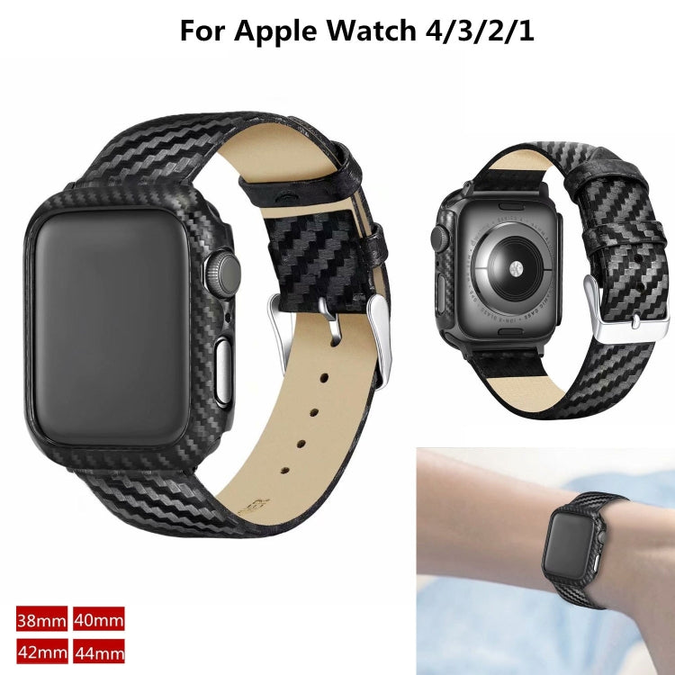 Genuine Leather Carbon Fiber Strap + Frame for Apple Watch Series 3 & 2 & 1 38mm, Apple Watch Series 3 & 2 & 1 38mm
