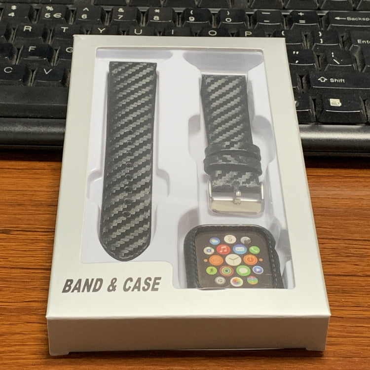 Genuine Leather Carbon Fiber Strap + Frame for Apple Watch Series 3 & 2 & 1 38mm, Apple Watch Series 3 & 2 & 1 38mm