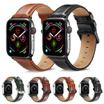 Schwarzes Lederarmband mit Dornschließe für Apple Watch Series 10 (42 mm), 9, 8 und 7 (41 mm), SE 3, SE 2, 6, SE, 5 und 4 (40 mm) sowie 3, 2 und 1 (38 mm) und weitere Modelle.