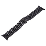 Hidden Butterfly Buckle 7 Beads Stainless Steel Watch Band For Apple Watch 42mm(Silver Gold), 20mm Women