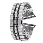 Hidden Butterfly Buckle 7 Beads Stainless Steel Watch Band For Apple Watch 42mm(Silver Gold), 20mm Women