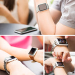 Hidden Butterfly Buckle 7 Beads Stainless Steel Watch Band For Apple Watch 42mm(Silver Gold), 20mm Women