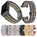 Hidden Butterfly Buckle 7 Beads Stainless Steel Watch Band For Apple Watch 42mm(Silver Gold), 20mm Women