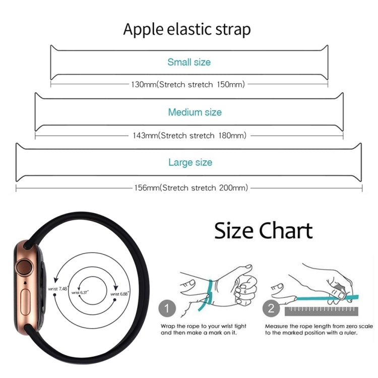 For Apple Watch Series 10 42mm / 9&8&7 41mm / SE 3&SE 2&6&SE&5&4 40mm / 3&2&1 38mm Solid Color Elastic Silicone Watch Band, Size:L 156mm