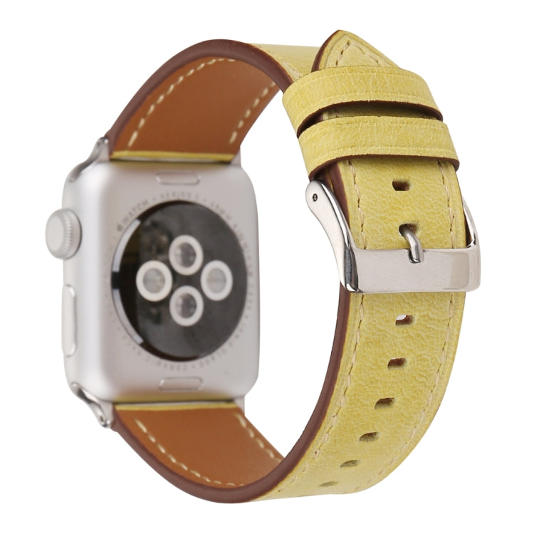 For Apple Watch Series 10 42mm / 9&8&7 41mm / SE 3&SE 2&6&SE&5&4 40mm / 3&2&1 38mm Fresh Style Genuine Leather Watch Band, 38mm
