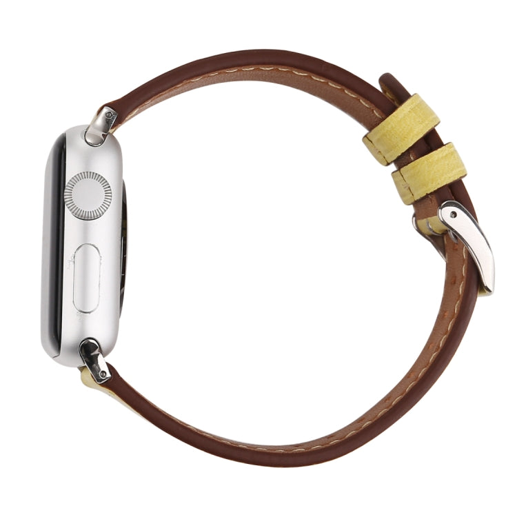 For Apple Watch Series 10 42mm / 9&8&7 41mm / SE 3&SE 2&6&SE&5&4 40mm / 3&2&1 38mm Fresh Style Genuine Leather Watch Band, 38mm