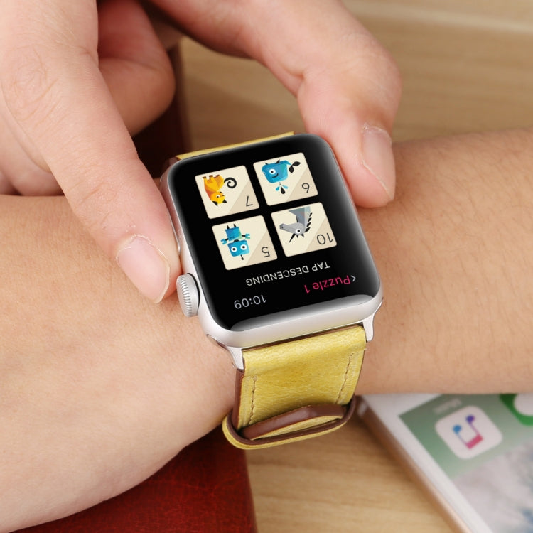 For Apple Watch Series 10 42mm / 9&8&7 41mm / SE 3&SE 2&6&SE&5&4 40mm / 3&2&1 38mm Fresh Style Genuine Leather Watch Band, 38mm