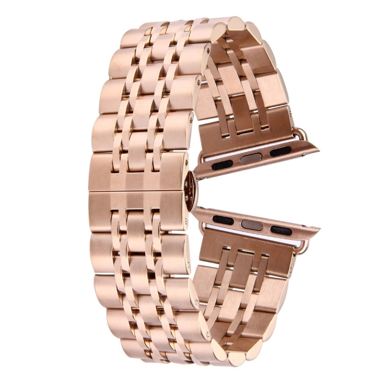 22mm Men Hidden Butterfly Buckle 7 Beads Stainless Steel Watch Band For Apple Watch 38mm, 22mm Men