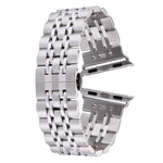 22mm Men Hidden Butterfly Buckle 7 Beads Stainless Steel Watch Band For Apple Watch 38mm, 22mm Men