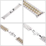 22mm Men Hidden Butterfly Buckle 7 Beads Stainless Steel Watch Band For Apple Watch 38mm, 22mm Men