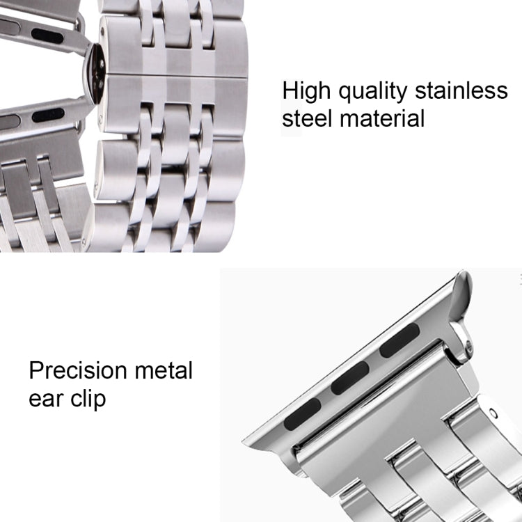 22mm Men Hidden Butterfly Buckle 7 Beads Stainless Steel Watch Band For Apple Watch 38mm, 22mm Men