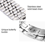22mm Men Hidden Butterfly Buckle 7 Beads Stainless Steel Watch Band For Apple Watch 38mm, 22mm Men