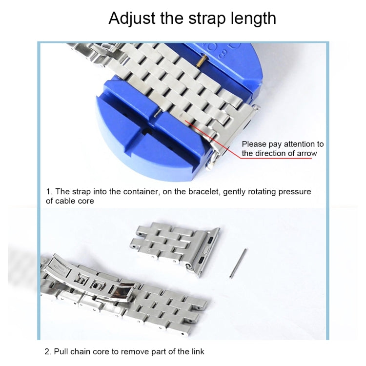22mm Men Hidden Butterfly Buckle 7 Beads Stainless Steel Watch Band For Apple Watch 38mm, 22mm Men
