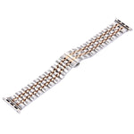 22mm Men Hidden Butterfly Buckle 7 Beads Stainless Steel Watch Band For Apple Watch 42mm, 22mm Men