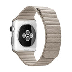سوار ساعة من جلد PU مع مشبك إغلاق مغناطيسي حلقي لساعة Apple Watch مقاس 38مم